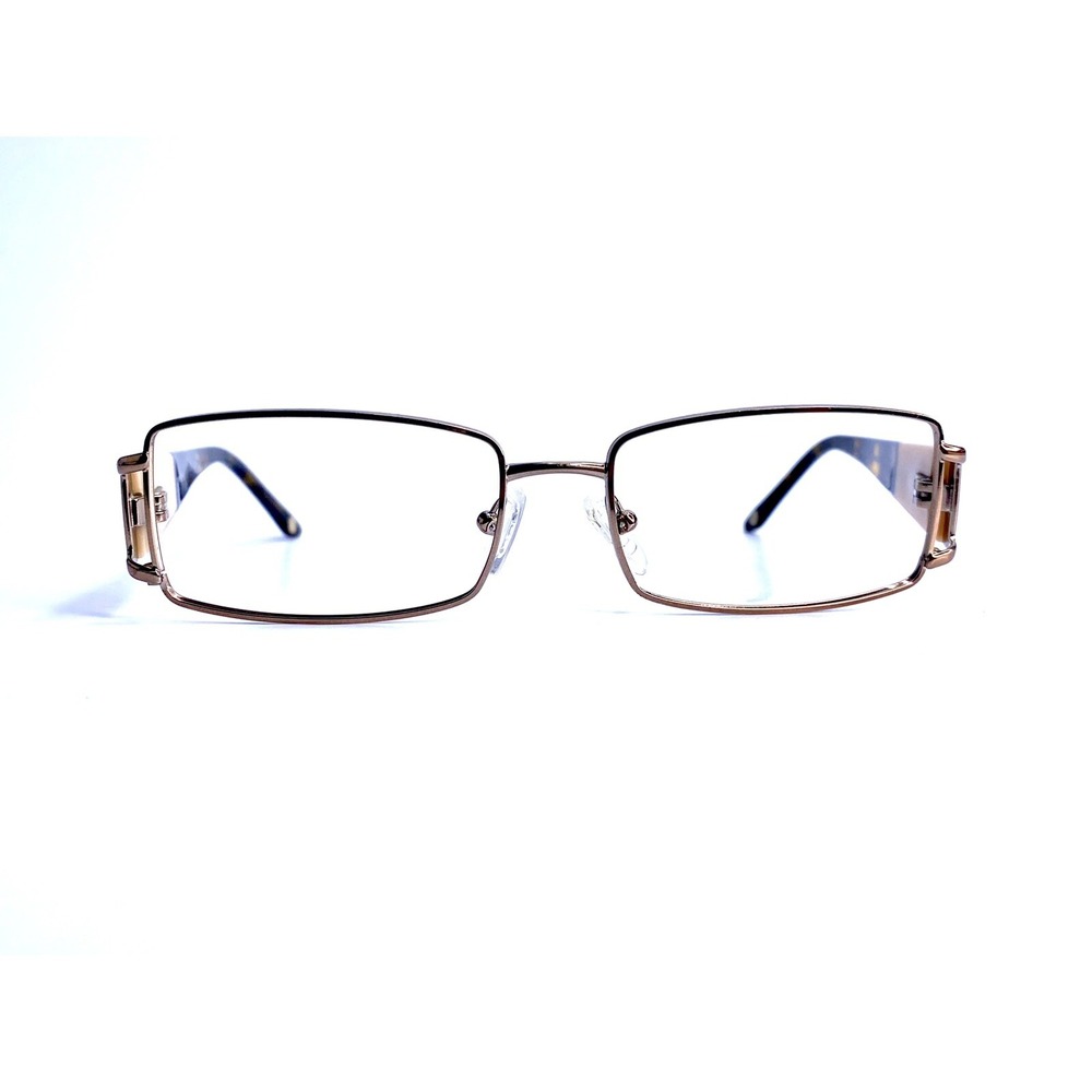 Versace Gold Rectangular Glasses Studded Brown Temple Italy MOD 1163B 52 16 130